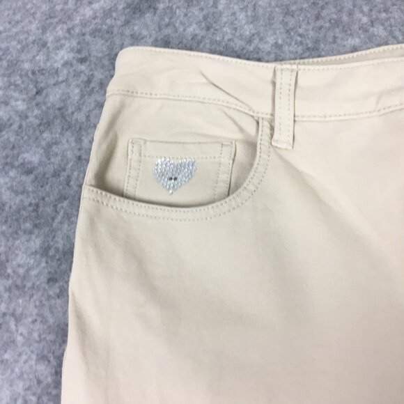 Dream Jeannes Quacker Factory Jeans 10 30 High Rise Bootcut Khaki Stretch Beige - Picture 4 of 13